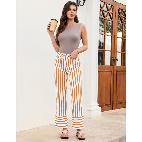 Women’s Wide Leg Jeans Stretchy Denim High Waist Casual Pockets Trendy - Picture 7 of 7